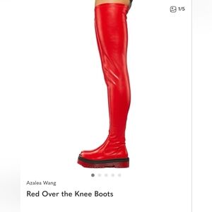 Azalea Wang Red Over the Knee Boots
